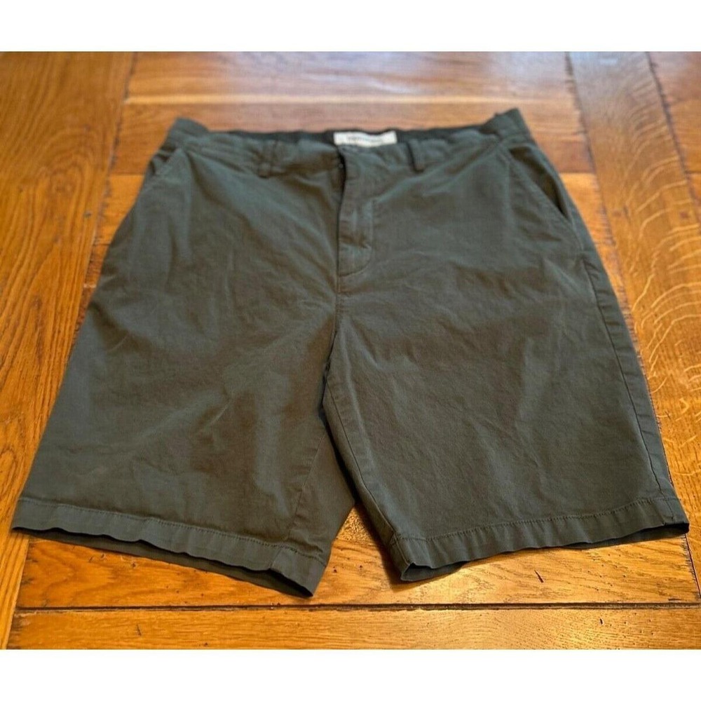 Goodthreads Mens Green Chino Shorts Size 32 Cotton Stretch Flat Front Twill